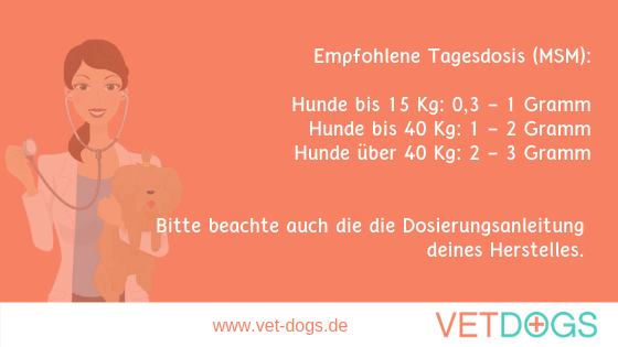empfohlene Tagesdosis für MSM, So können Nahrungsergänzungsmittel deinem hund bei Arthrose helfen, www.vet-dogs.de, www.vetdogs.de