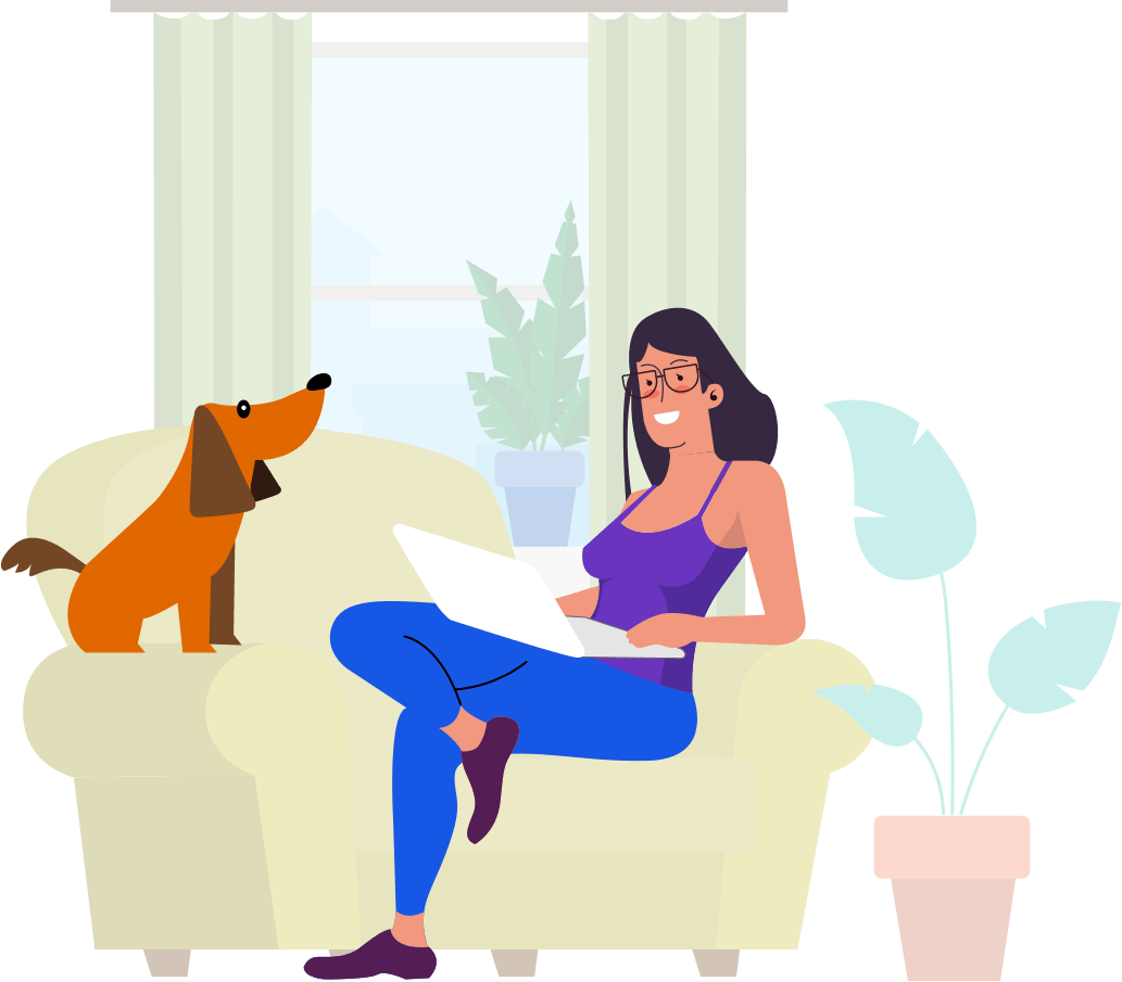 woman-with-dog-and-laptop-web Online Ausbildung bei Vet-Dogs
